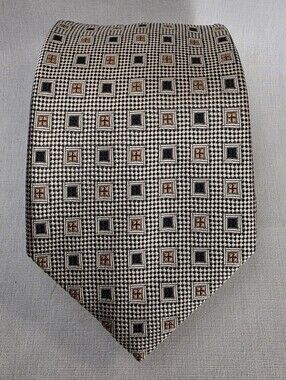 Peacock Pure Silk Geometric Square Tie Mens 60x3.75 Vintage Style